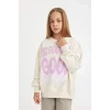 D2880 Oversize Geniş Kalıp Bisiklet Yaka Baskılı Sweatshirt