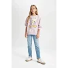 D2983 Looney Tunes Baskılı Oversize Geniş Kalıp Bisiklet Yaka Sweatshirt