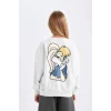 D2985 Looney Tunes Baskılı Relax Fit Bisiklet Yaka Sweatshirt