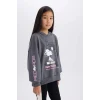 D3110 Kız Çocuk Snoopy Oversize Geniş Kalıp Kapüşonlu Sweatshirt