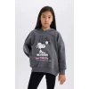 D3110 Kız Çocuk Snoopy Oversize Geniş Kalıp Kapüşonlu Sweatshirt
