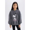 D3110 Kız Çocuk Snoopy Oversize Geniş Kalıp Kapüşonlu Sweatshirt