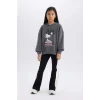D3110 Kız Çocuk Snoopy Oversize Geniş Kalıp Kapüşonlu Sweatshirt