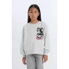 D3116 Disney Mickey & Minnie Relax Fit Bisiklet Yaka Sweatshirt