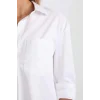 D3129 Oversize Geniş Kalıp Cepli Basic Düz Poplin Uzun Kollu Beyaz Gömlek