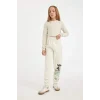 D3207 Beli Paçası Lastikli Baskılı Jogger Eşofman Altı
