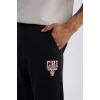 D3251 DeFactoFit Kalın Jogger NBA Chicago Bulls Standart Fit Cepli Beli Bağcıklı Lastikli Paça  Eşofman Altı