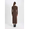 D3373 Bodycon Uzun Kollu Maxi Elbise