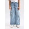 D3718 Wide Leg Kargo Cepli Jean Pantolon