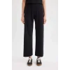 D3759 Wide Leg Cepli Basic Düz Geniş Bol Paça Siyah Eşofman Altı