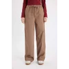 D3764 Coool Straight Fit Poplin Basic Düz Cepli Lastikli Bel Bağcıklı Pantolon