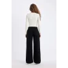 D3766 Gabardin Siyah Wide Leg Geniş Bol Paça Normal Bel Basic Düz Pantolon