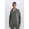 D3796 DeFactoFit Oversize Geniş Kalıp Dik Yaka Sporcu Sweatshirt