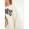 D3861 Ekru Harry Potter Oversize Geniş Kalıp Bisiklet Yaka Sweatshirt