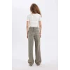 D4311 Straight Wide Yüksek Bel Uzun Jean Yıkamalı Pantolon