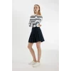 D4492 Coool Pilise Yüksek Bel Basic Düz Gizli Fermuarlı Lacivert Mini Etek