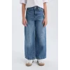 D4689 Kız Çocuk Wide Leg Kargo Cepli Geniş Bol Paça Jean Pantolon