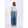 D4689 Kız Çocuk Wide Leg Kargo Cepli Geniş Bol Paça Jean Pantolon