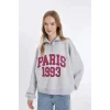 D4762 Oversize Fit Yarım Fermuarlı Kalın Sweatshirt
