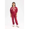 D4867 2li Baskılı Sweatshirt Jogger Eşofman Altı