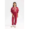 D4867 2li Baskılı Sweatshirt Jogger Eşofman Altı