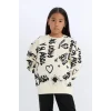 D4871 2li Takım Desenli Sweatshirt Eşofman Altı