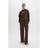 D4989 DeFactoFit Wide Leg Geniş Paça Cepli Standart Boy Kalın Kumaş Eşofman Altı
