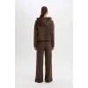 D4989 DeFactoFit Wide Leg Geniş Paça Cepli Standart Boy Kalın Kumaş Eşofman Altı