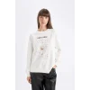 D5290 Relax Fit Baskılı İnce Sweatshirt