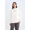 D5292 Oversize Fit Baskılı Kalın Sweat Shirt