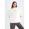 D5292 Oversize Fit Baskılı Kalın Sweat Shirt