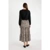 D5328 Kloş Esnek Belli Leopar Desenli Kiloş Maxi Etek