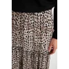 D5328 Kloş Esnek Belli Leopar Desenli Kiloş Maxi Etek