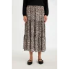 D5328 Kloş Esnek Belli Leopar Desenli Kiloş Maxi Etek
