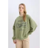 D5384 Coool Oversize Fit Baskılı Kalın Sweatshirt