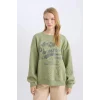 D5384 Coool Oversize Fit Baskılı Kalın Sweatshirt