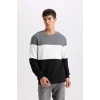 D5393 Regular Fit Bisiklet Yaka Jakarlı Sweatshirt