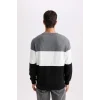D5393 Regular Fit Bisiklet Yaka Jakarlı Sweatshirt