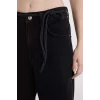D5522 Geniş Paça Bağcıklı Bel Cepli Jean Pantolon