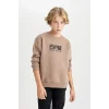 D5682 Oversize Fit Sırt Baskılı Sweatshirt