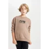 D5682 Oversize Fit Sırt Baskılı Sweatshirt