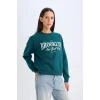 D5928 Regular Fit Bisiklet Yaka Baskılı Sweatshirt