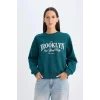 D5928 Regular Fit Bisiklet Yaka Baskılı Sweatshirt