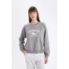 D5929 Regular Fit Baskılı İnce Sweatshirt