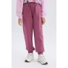 D6067 Kız Çocuk Beli Paçası Lastikli Basic Düz Jogger Eşofman Altı