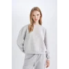 D6645 Basic Kalın Kumaş Basic Sweatshirt