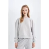 D6645 Basic Kalın Kumaş Basic Sweatshirt