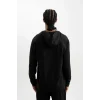 D6826 DeFactoFit Standart Fit Kapüşonlu Baskılı Sporcu Sweatshirt
