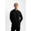 D6826 DeFactoFit Standart Fit Kapüşonlu Baskılı Sporcu Sweatshirt