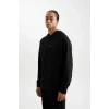 D6826 DeFactoFit Standart Fit Kapüşonlu Baskılı Sporcu Sweatshirt